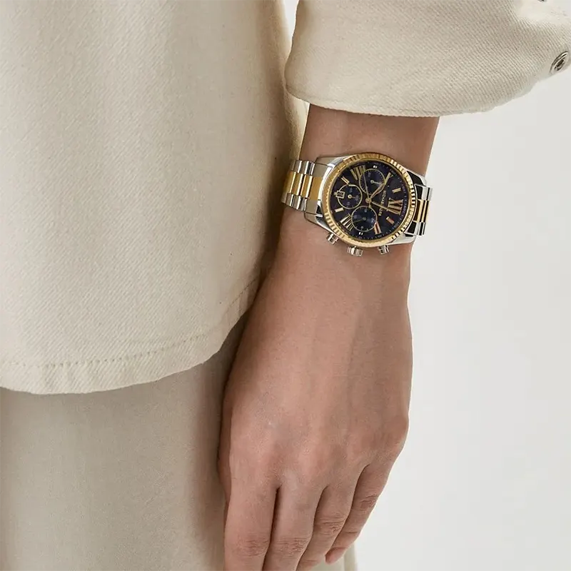 Michael Kors Lexington Chronograph Blue Fashion Ladies Watch- MK7218